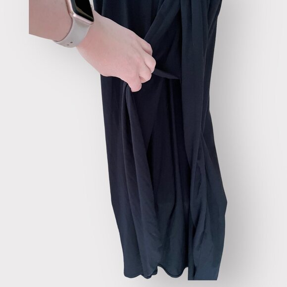 Joie Size M Black Seamour 100% Pima Cotton Sleeveless Twist Front Midi Dress - Picture 4 of 10